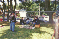 under the shade of the trees