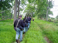 Tramping back to camp