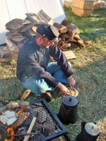 cutting his cheese