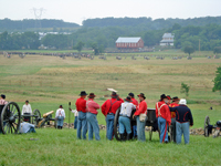 the distinctive red of the artillery