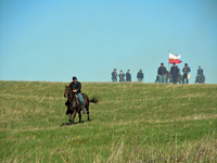 A mounted courier