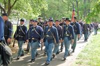 marching back to camp