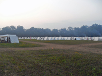 filled to capacity with tents