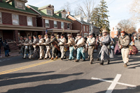 Marching with bayonets forward