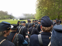 Marching back to camp