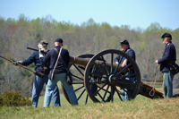 An artillery piece loading