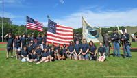 Posing with our flags