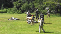 The rebels retreat firing