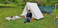 Pvt. Bones guarding our camp