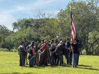 opposing sides shake hands
