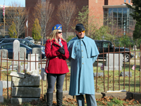 Wearing a greatcoat
