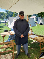 Trying on the Captain's coat